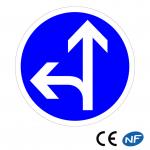 Panneau Directions obligatoires tout droit ou à gauche (B21d2)