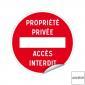 Disque autocollant sens interdit propriété privée accès interdit