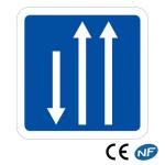 Panneau Créneau de dépassement à 3 voies C29b