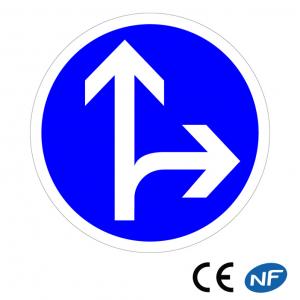 Panneau Directions obligatoires tout droit ou à droite (B21d1)