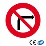Panneau Interdiction de tourner à droite (B2b)