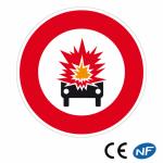 Panneau Interdit aux véhicules de marchandises explosives B18a